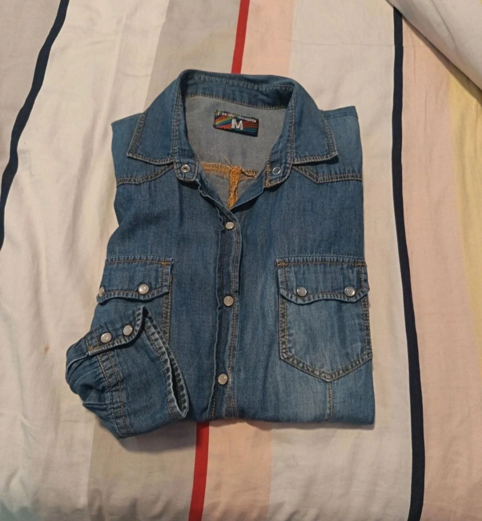 Camisa feminina jeans justa – photo 2